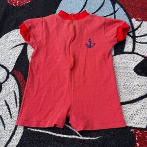 VINTAGE ARISTO RED EMBROIDERED ANCHOR NAUTICAL ROMPER SIZE 18 MONTHS